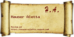 Hauser Aletta névjegykártya